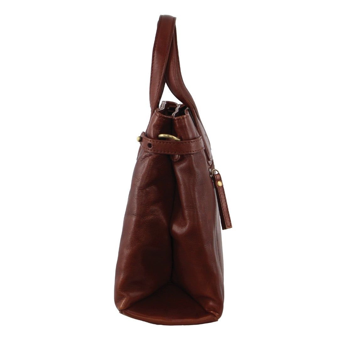 Brown Pierre Cardin Leather Stitch-design Tote Bag | 2148-SDGNJ