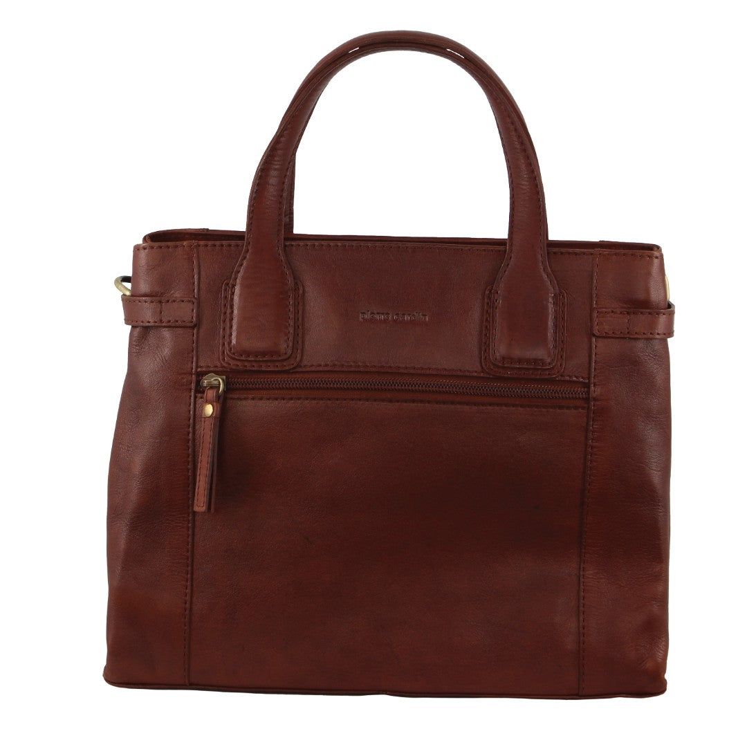 Brown Pierre Cardin Leather Stitch-design Tote Bag | 2148-SDGNJ