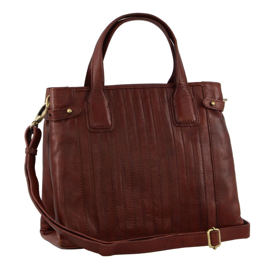 Brown Pierre Cardin Leather Stitch-design Tote Bag | 2148-SDGNJ