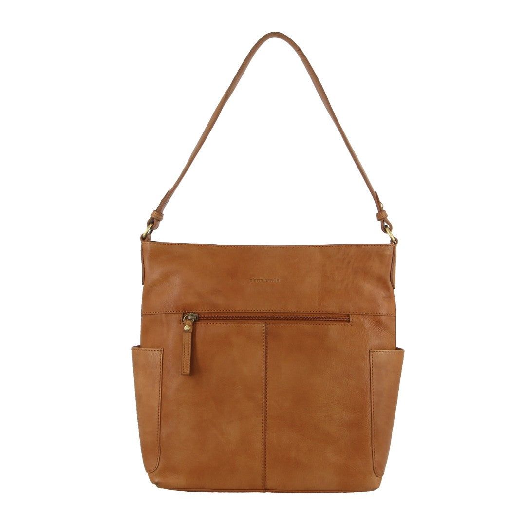 Brown Pierre Cardin Leather Stitch-design Cross-Body Bag | 1695-YHJAX