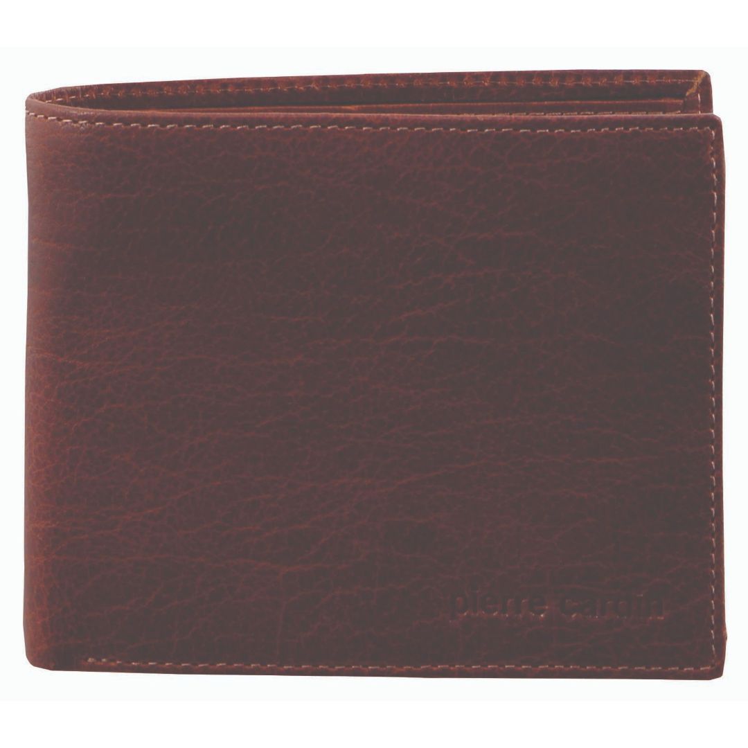 Brown Pierre Cardin Rustic Leather Bi-Fold Wallet | 8724-TVERM