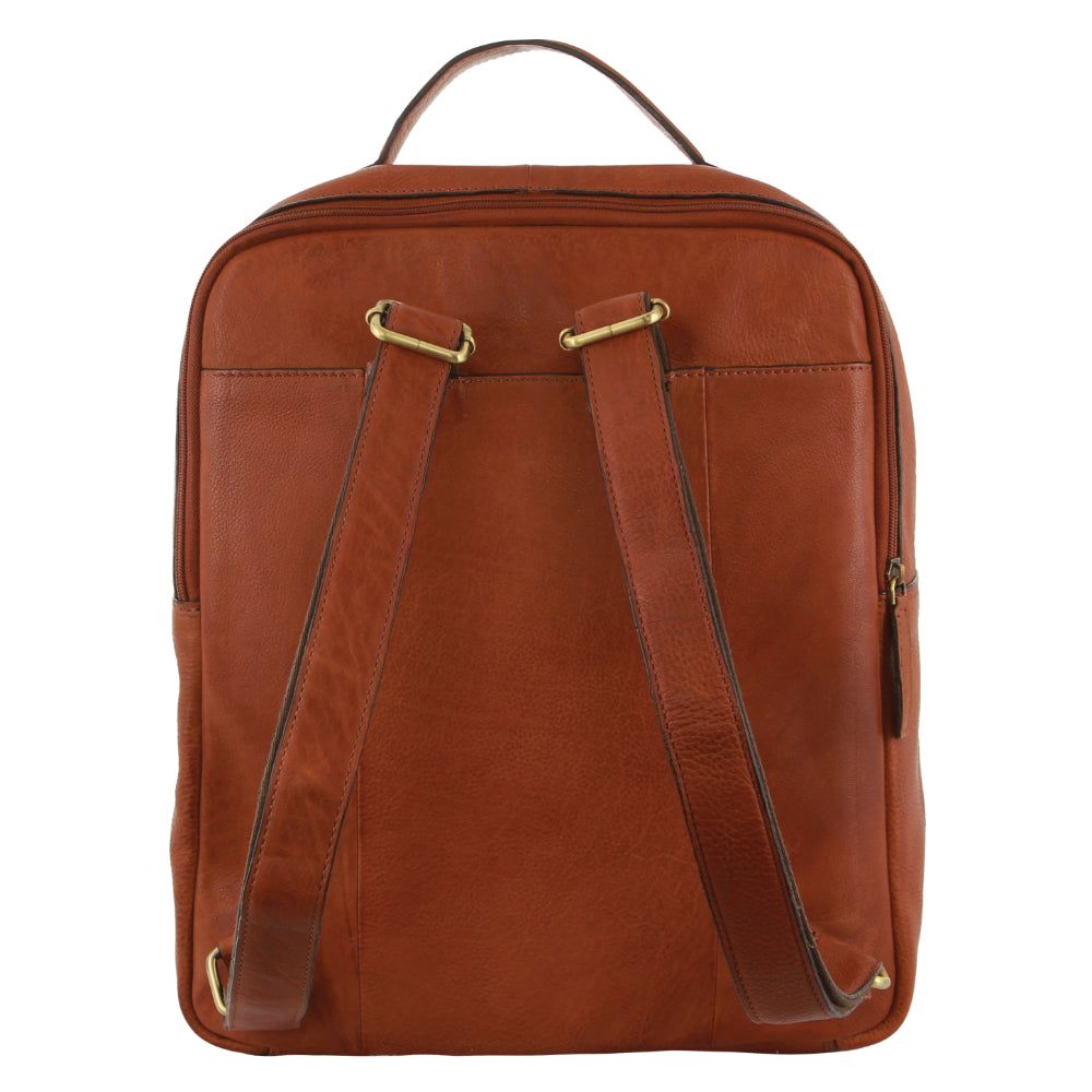 Brown Pierre Cardin Rustic Leather Business Backpack Computer Bag | 3154-MGPCN