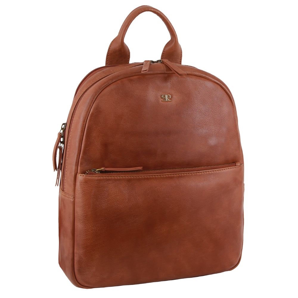 Brown Pierre Cardin Rustic Leather Business Backpack Computer Bag | 9753-FZBIQ