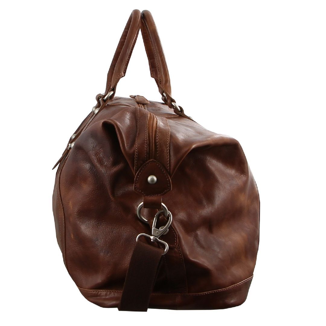 Brown Pierre Cardin Rustic Leather Business Overnight Bag | 5094-QCABO