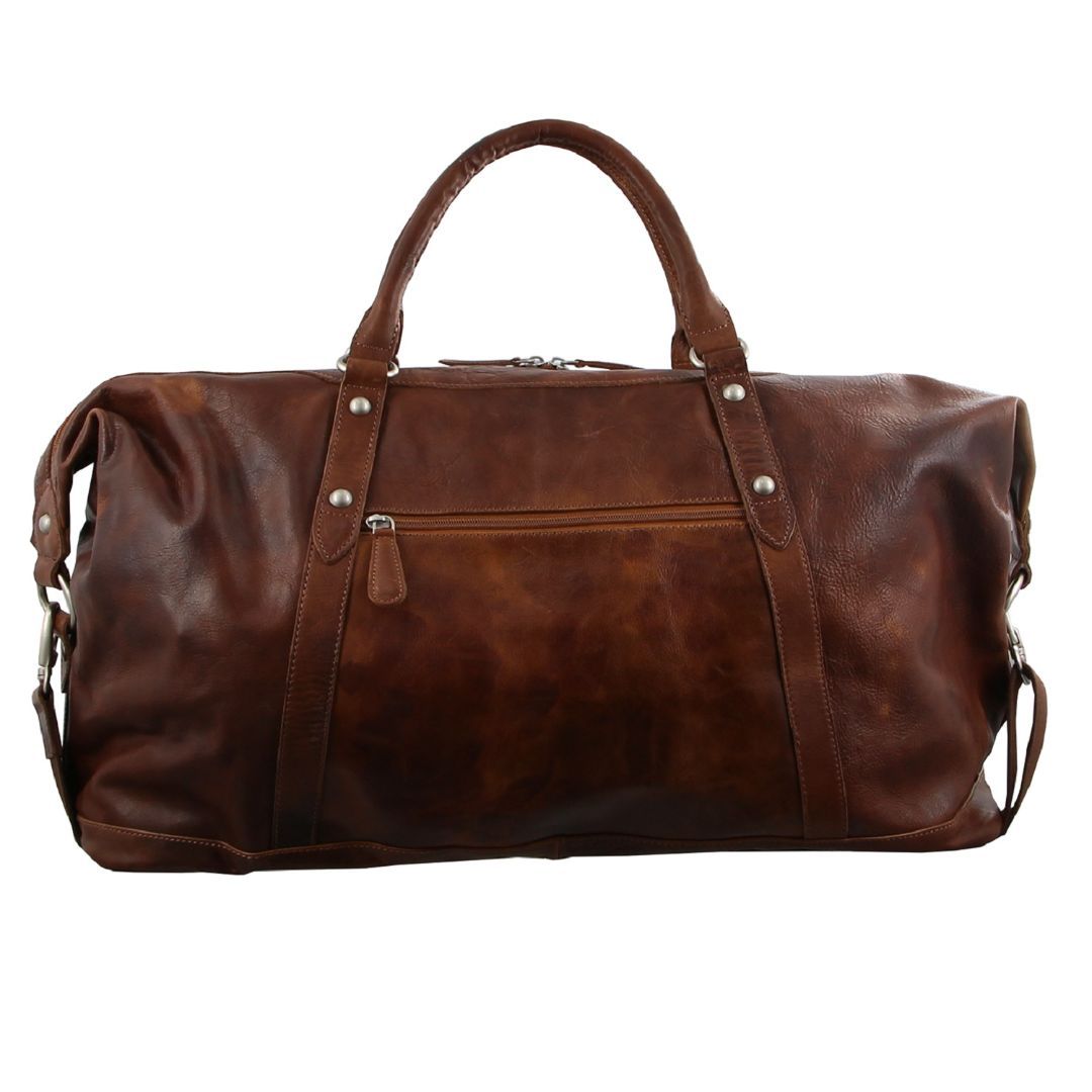 Brown Pierre Cardin Rustic Leather Business Overnight Bag | 5094-QCABO