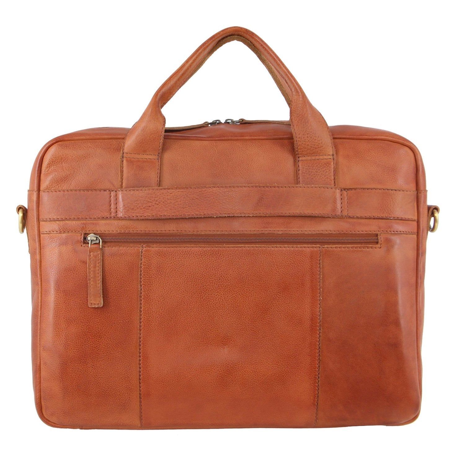 Brown Pierre Cardin Rustic Leather Computer Bag | 3102-HQJPB