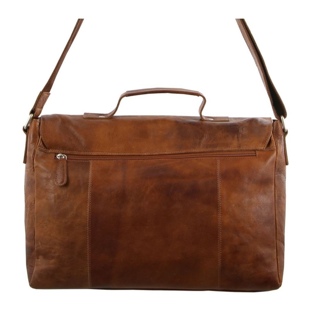 Brown Pierre Cardin Rustic Leather Computer Bag | 2804-QTHUN