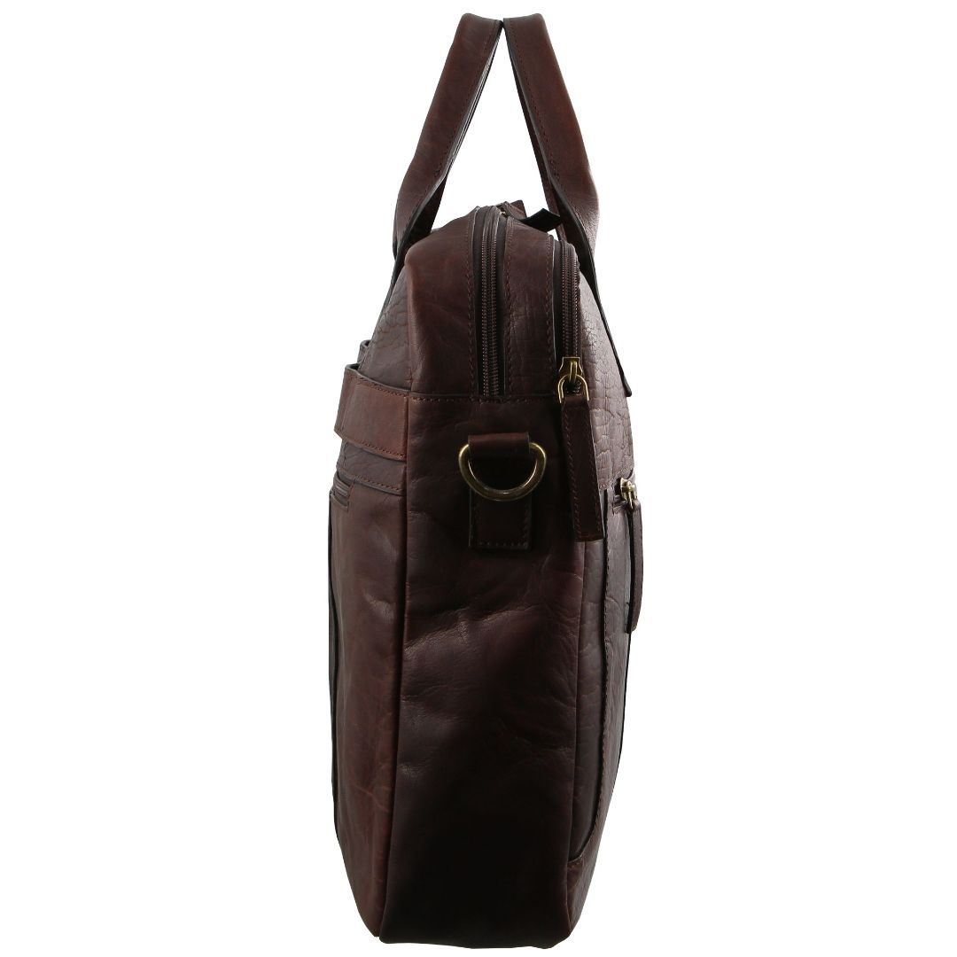 Brown Pierre Cardin Rustic Leather Computer Bag | 1908-DAYZT