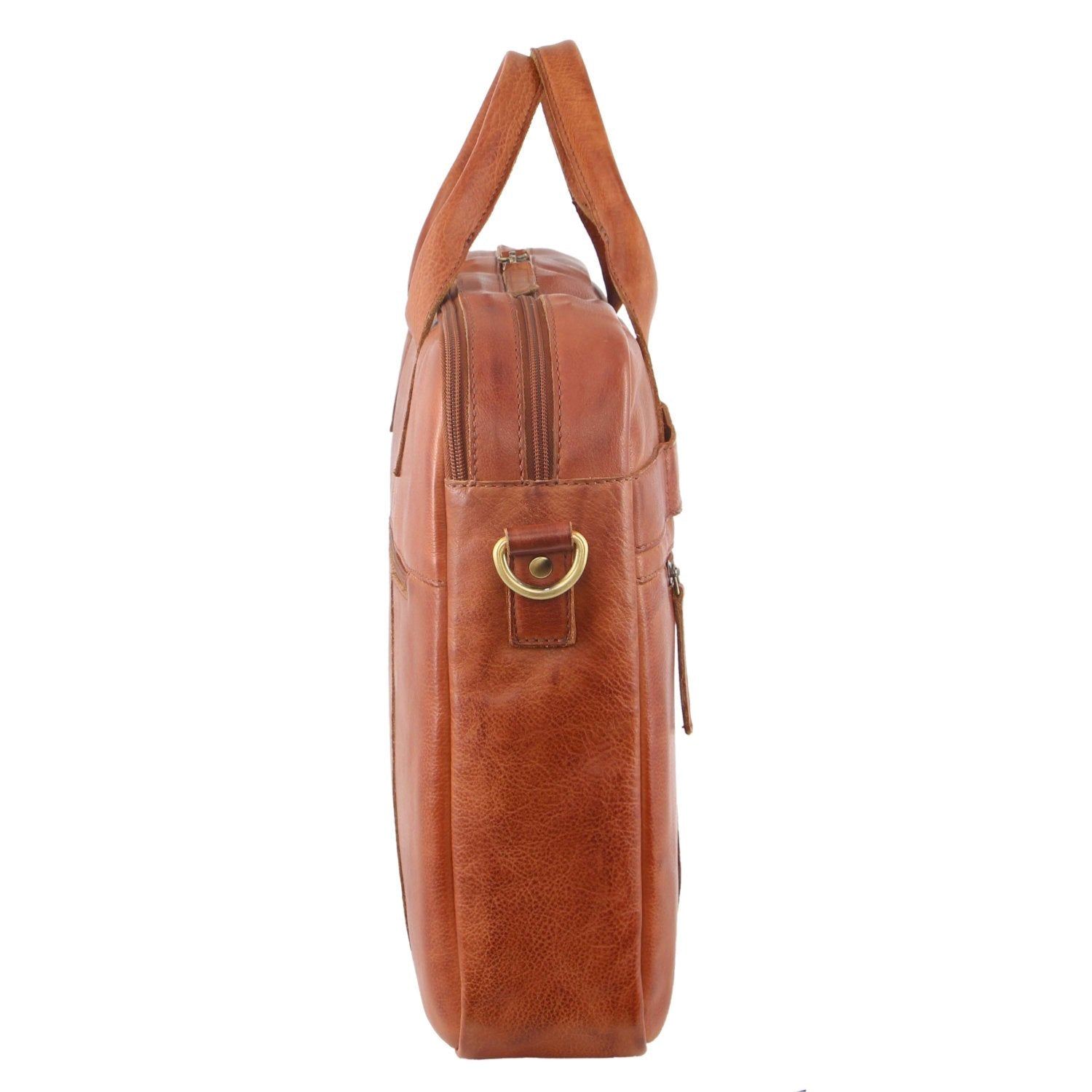 Brown Pierre Cardin Rustic Leather Computer Bag | 0942-EHITW