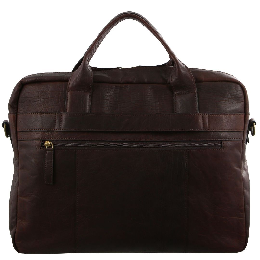 Brown Pierre Cardin Rustic Leather Computer Bag | 6978-MLCPJ