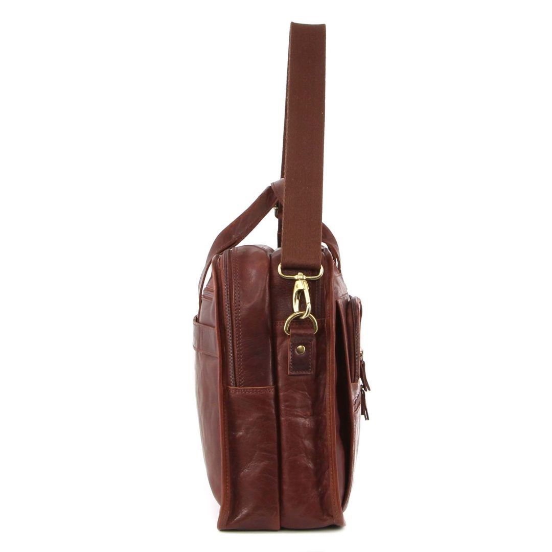 Brown Pierre Cardin Rustic Leather Computer Bag | 4190-QTAFZ