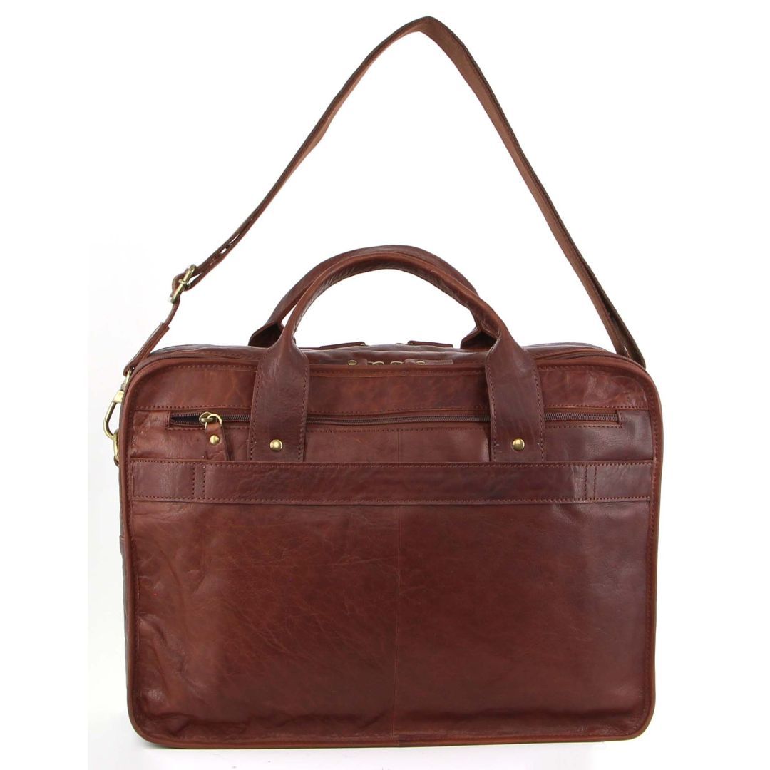 Brown Pierre Cardin Rustic Leather Computer Bag | 4190-QTAFZ