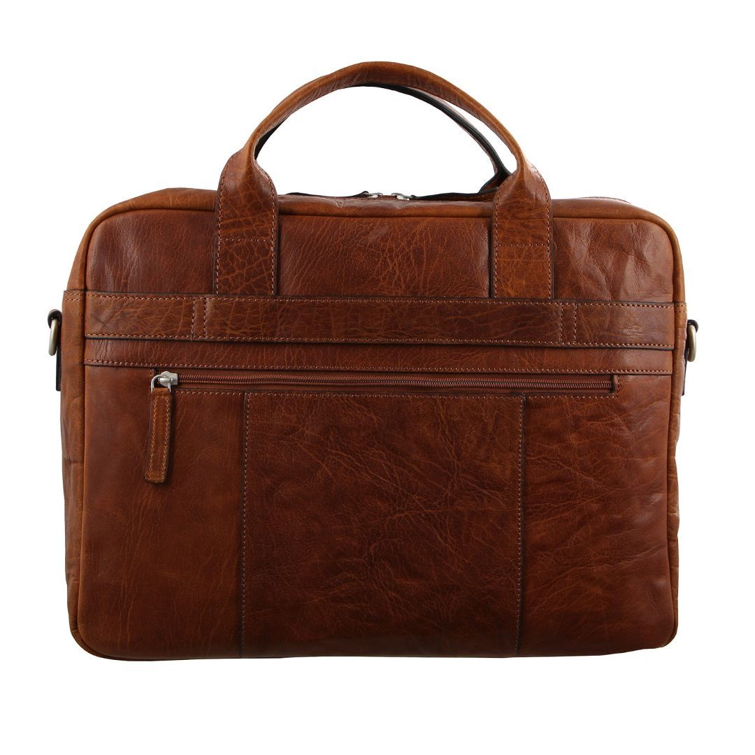 Brown Pierre Cardin Rustic Leather Computer Business Bag | 4109-VOSQI