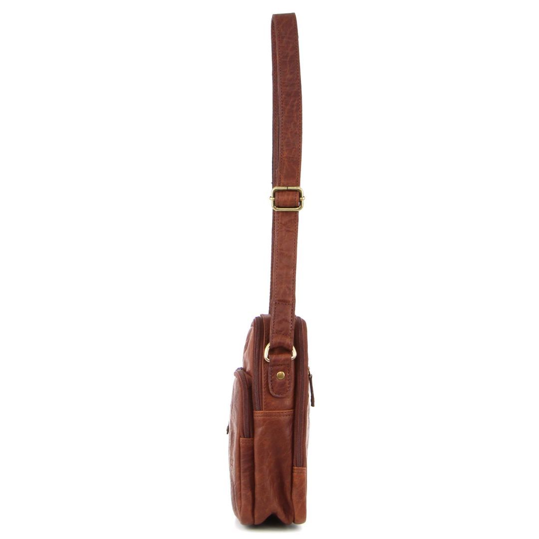 Brown Pierre Cardin Rustic Leather Cross-Body Bag | 5612-LNXCO