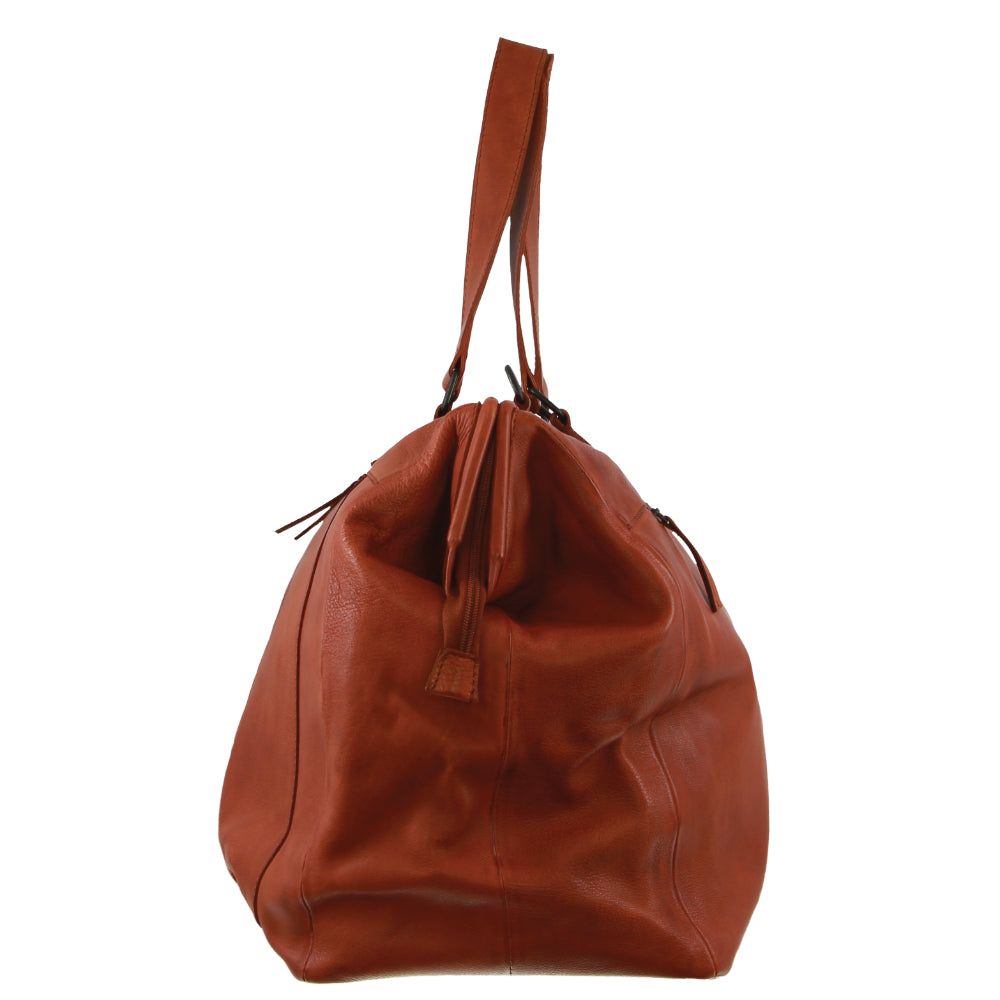 Brown Pierre Cardin Rustic Leather Overnight Bag | 9705-AXWSR