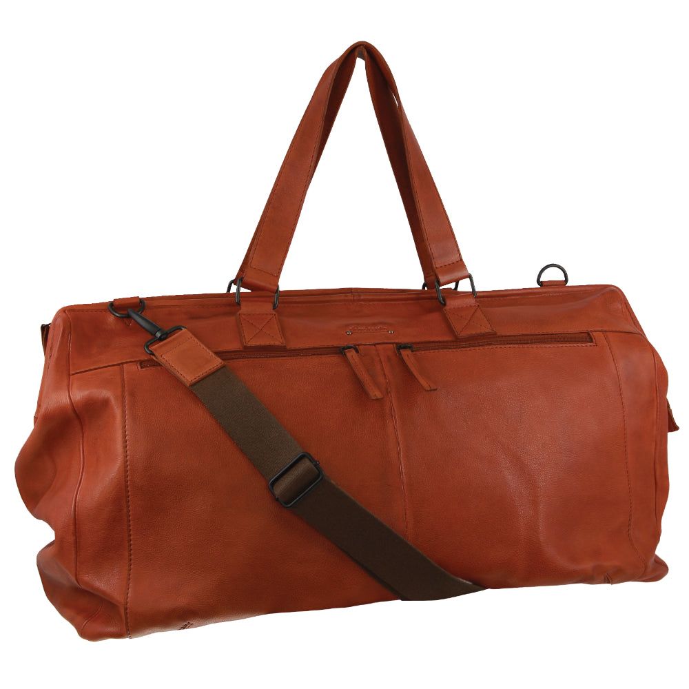 Brown Pierre Cardin Rustic Leather Overnight Bag | 9705-AXWSR