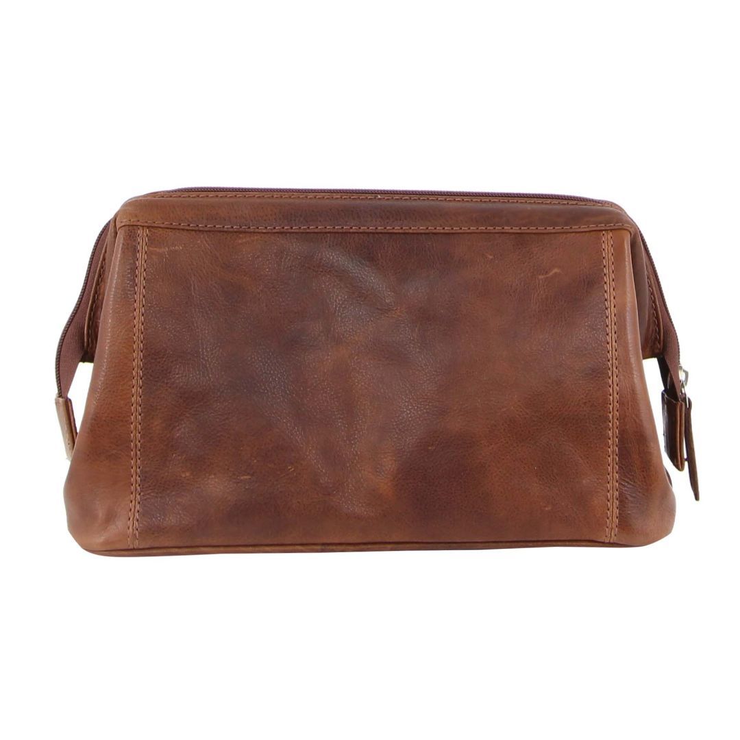 Brown Pierre Cardin Rustic Leather Toiletry Bag | 4829-WKOBS