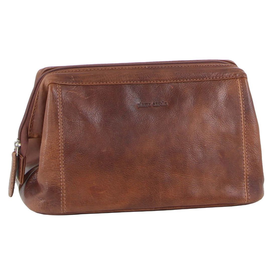 Brown Pierre Cardin Rustic Leather Toiletry Bag | 4829-WKOBS