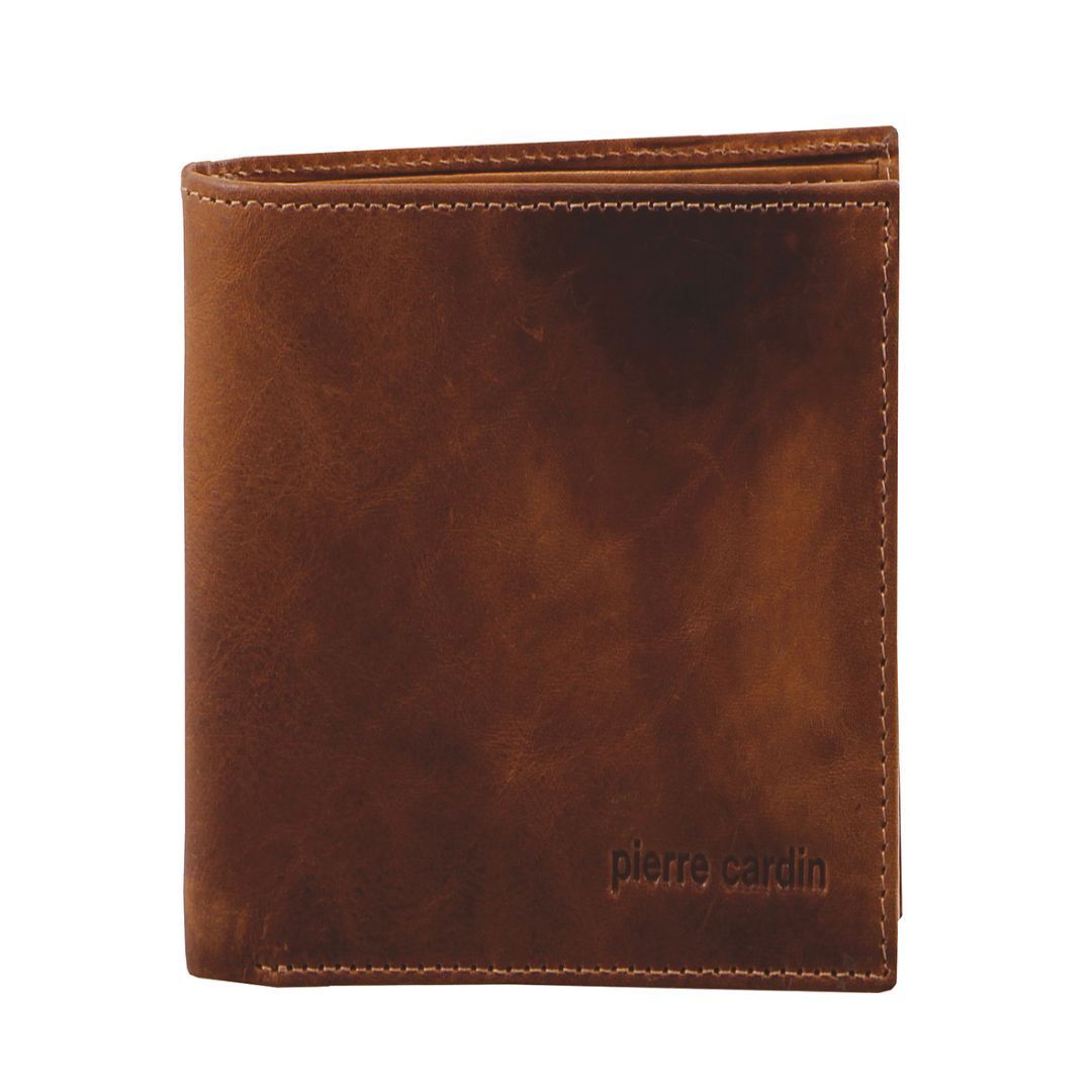 Brown Pierre Cardin Rustic Leather Tri-Fold Wallet | 2470-CTROV