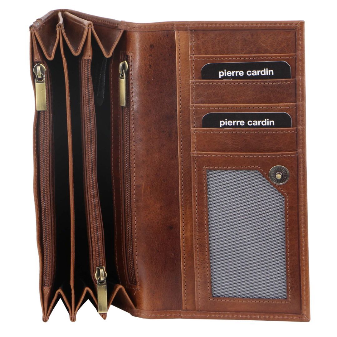 Brown Pierre Cardin Rustic Leather Wallet | 0875-IUCJM