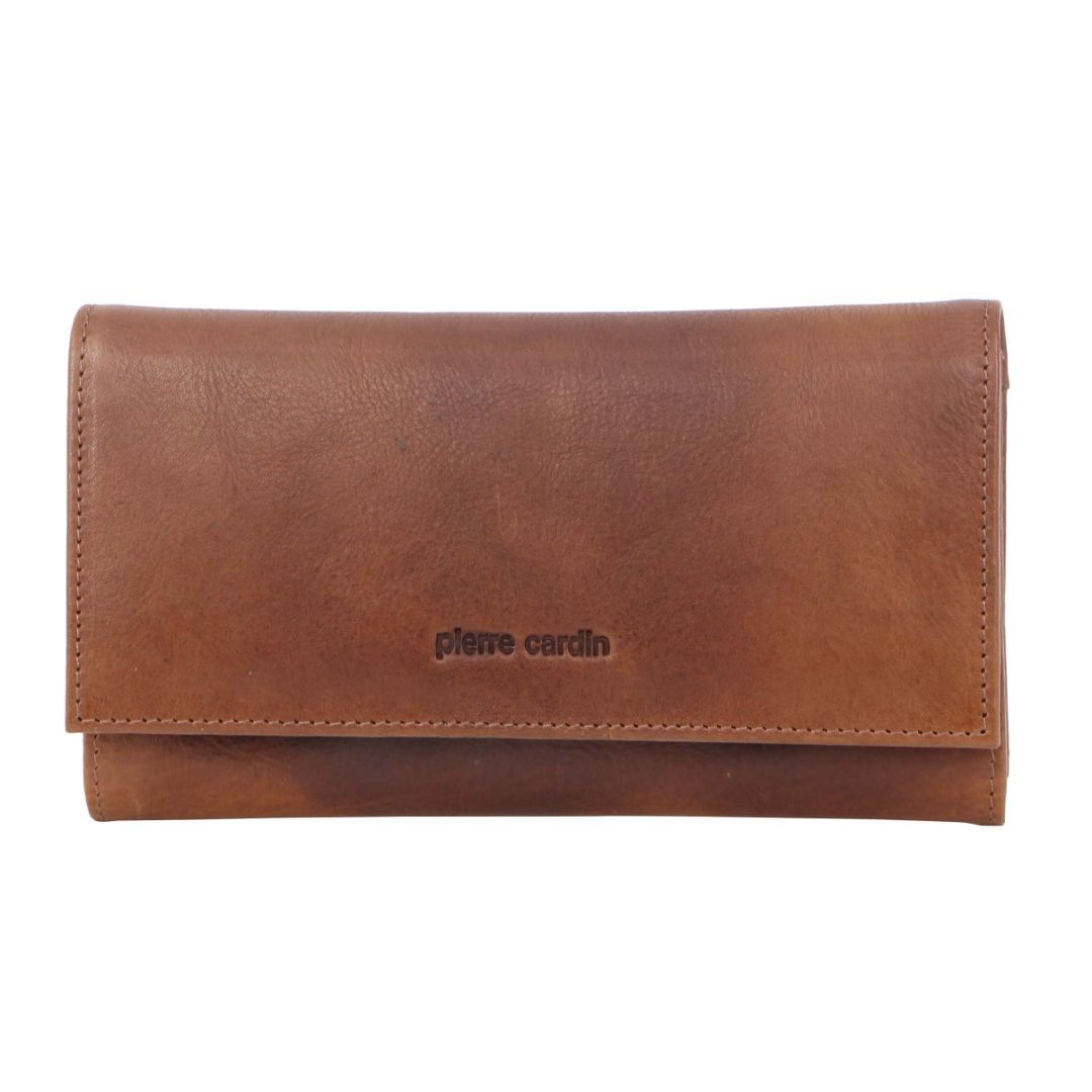 Brown Pierre Cardin Rustic Leather Wallet | 0875-IUCJM