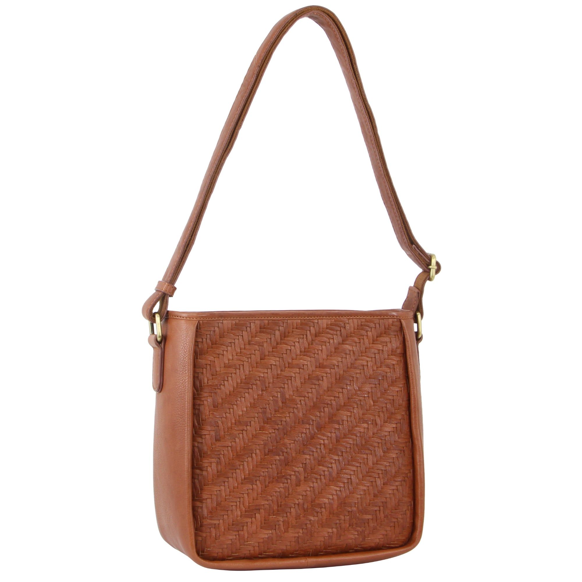 Brown Pierre Cardin Woven Embossed Leather Cross-Body Bag | 0425-WQSCE