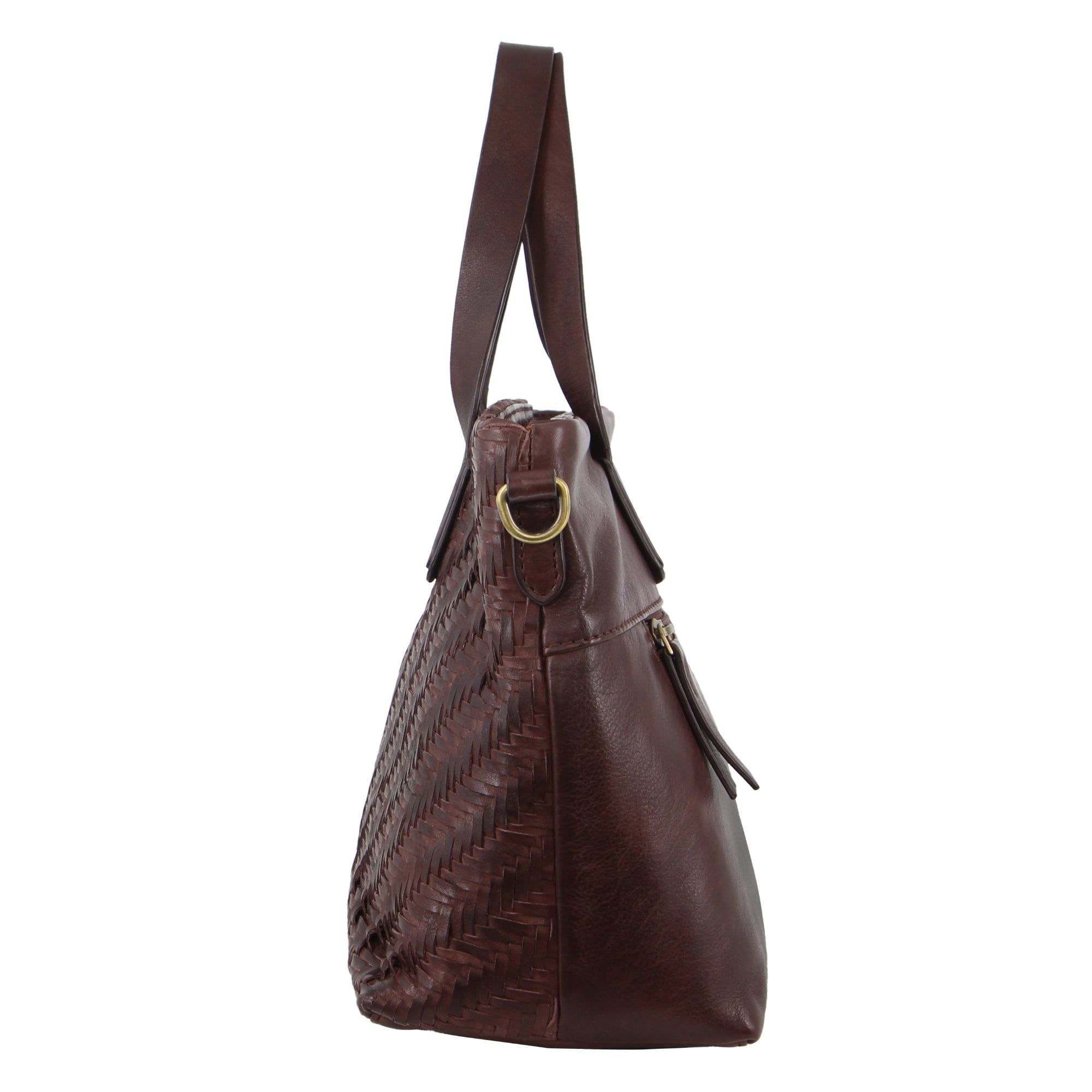 Burgundy Pierre Cardin Woven Embossed Leather Tote Bag | 8760-OSYID