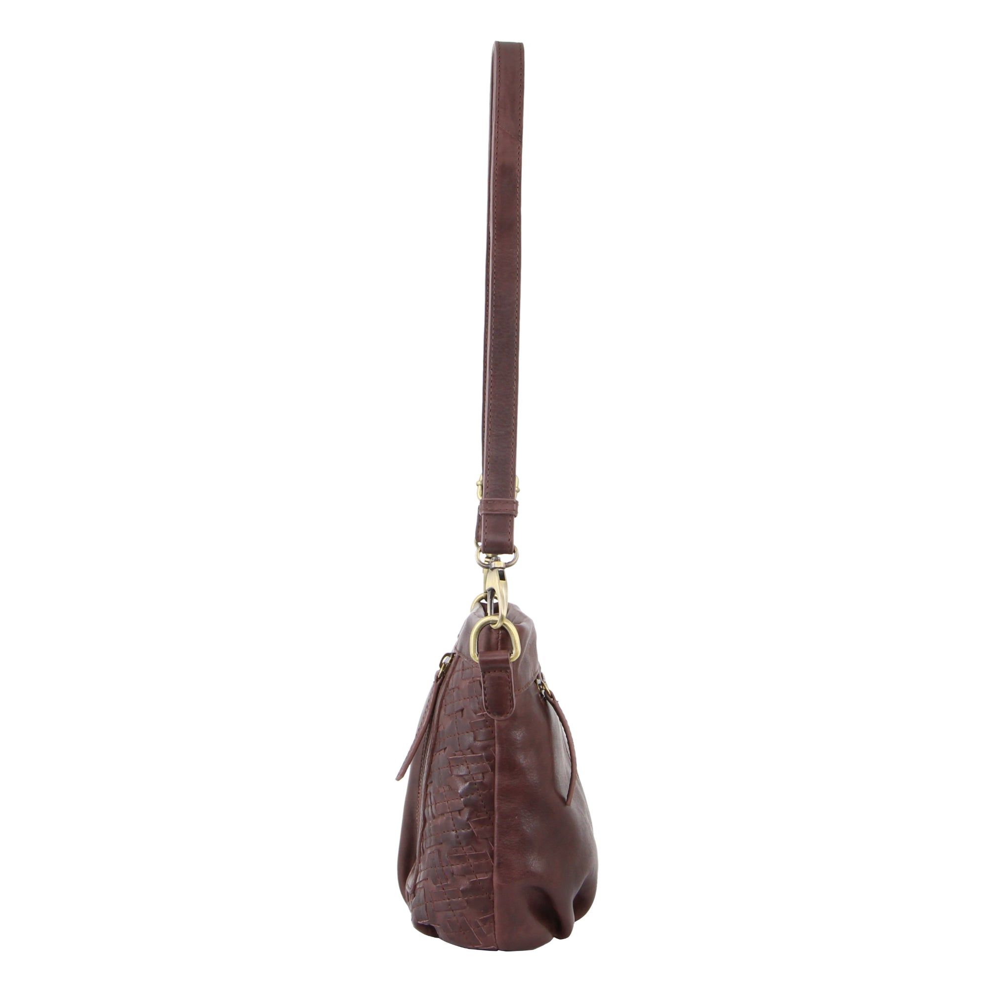 Burgundy Pierre Cardin Woven Embossed Leather Crossbody Bag | 5267-ILSGK