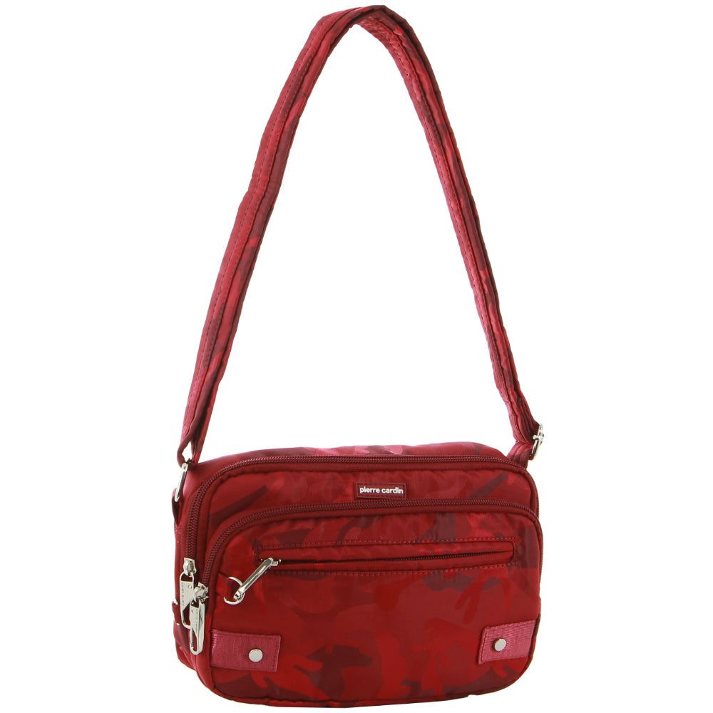 Burgundy / Camo Pierre Cardin Anti-Theft Cross Body Bag | 9024-XWNMJ