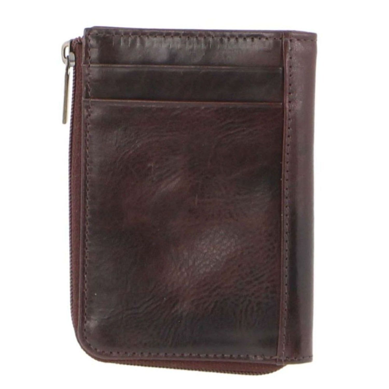 Chocolate Pierre Cardin Italian Leather Key + Credit Card Holder | 9128-GKJDL