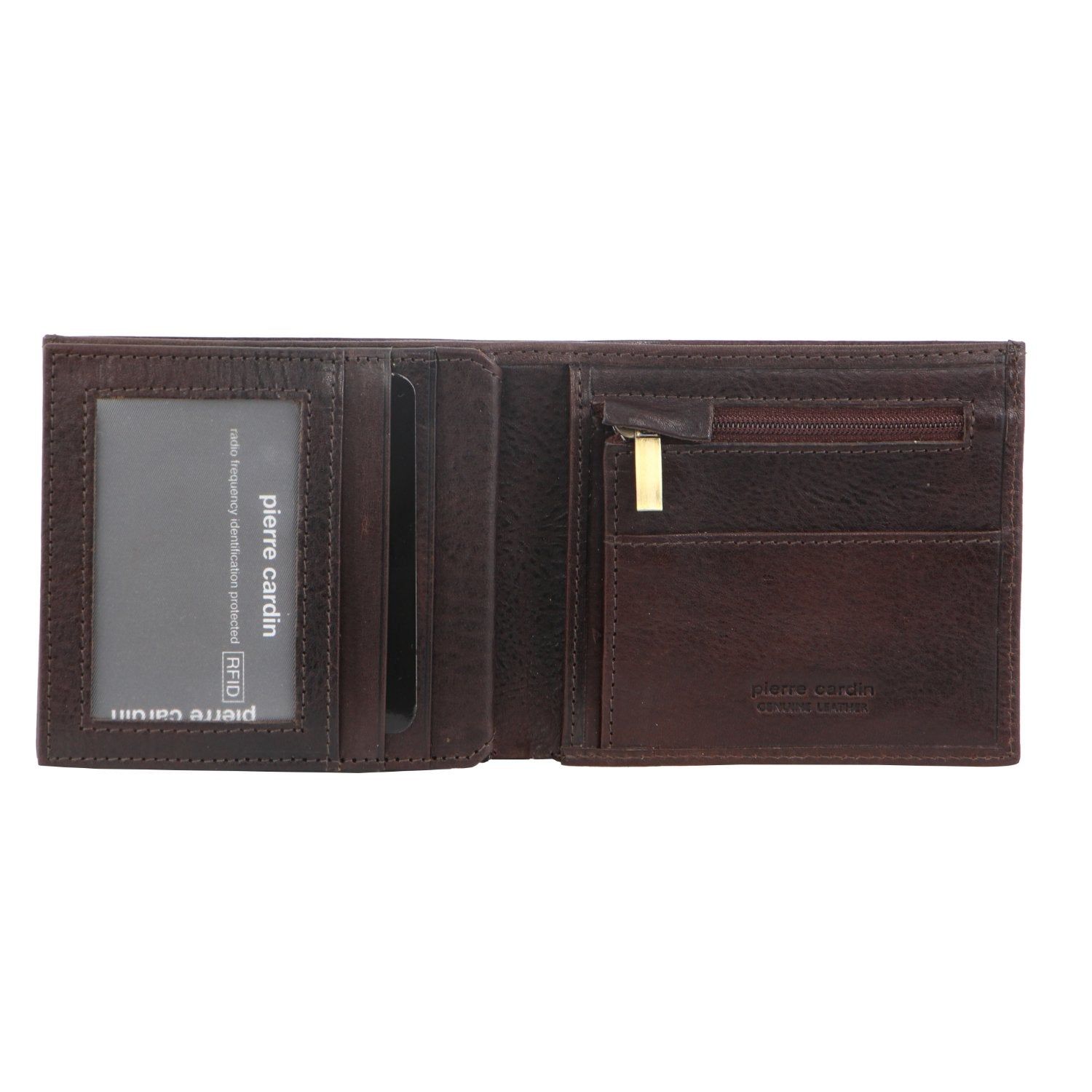 Chocolate Pierre Cardin Italian Leather Tri-Fold Wallet | 7452-TBHFC