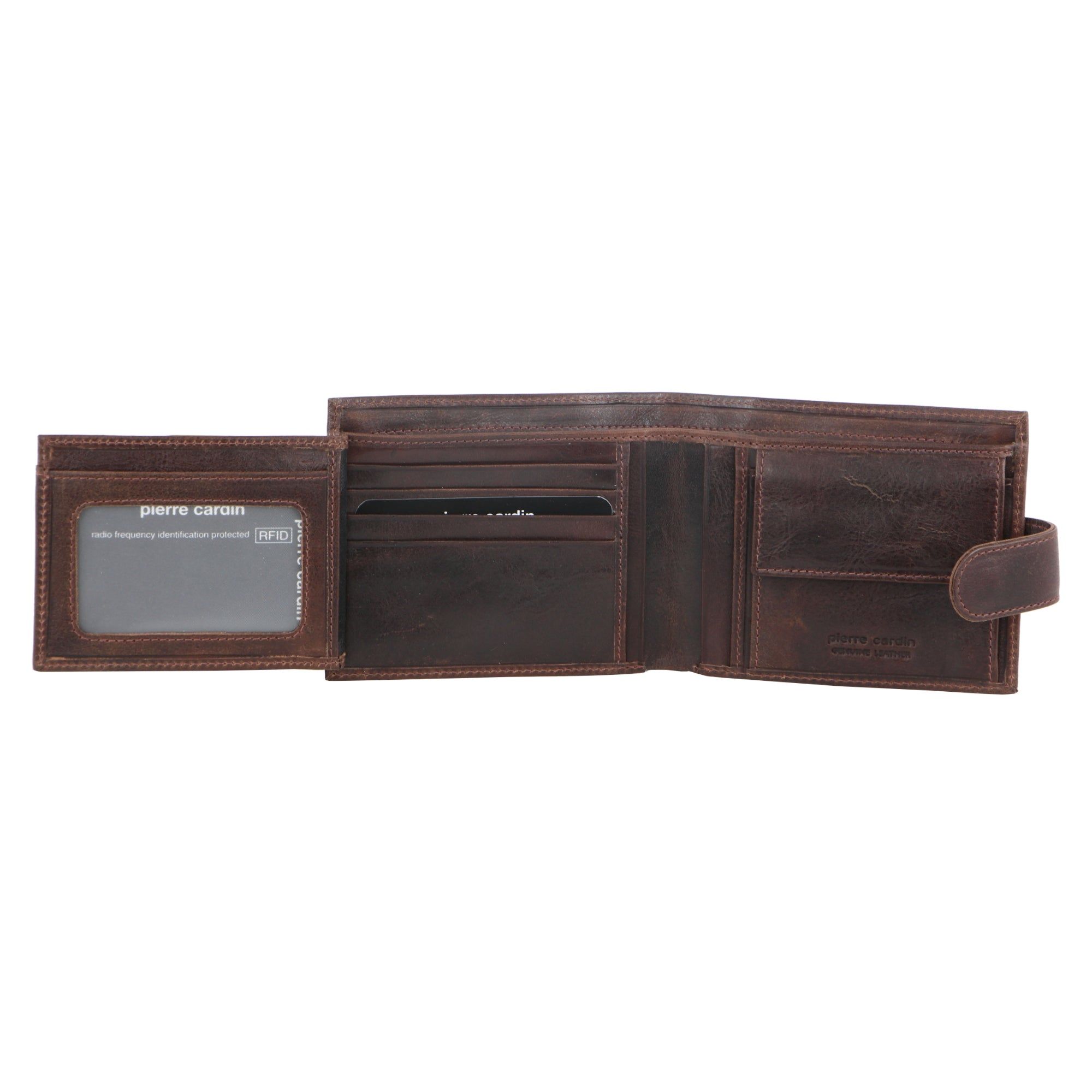 Chocolate Pierre Cardin Italian Leather Tab Wallet | 4769-ABUFW