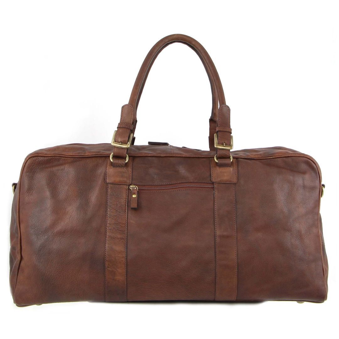 Chocolate Pierre Cardin Rustic Leather Business Overnight Bag | 9803-JYSCZ