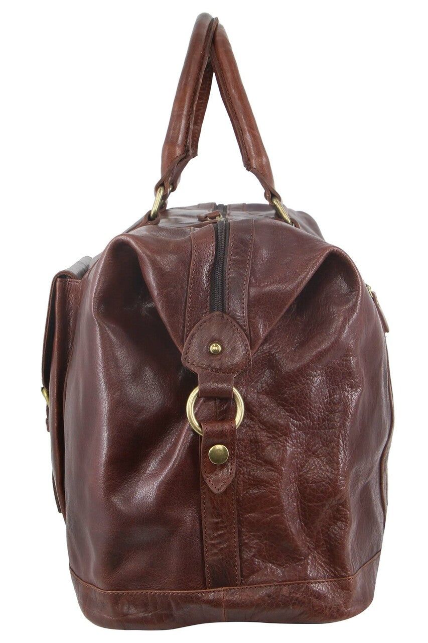 Chocolate Pierre Cardin Rustic Leather Business Overnight Bag | 6293-GOHXA