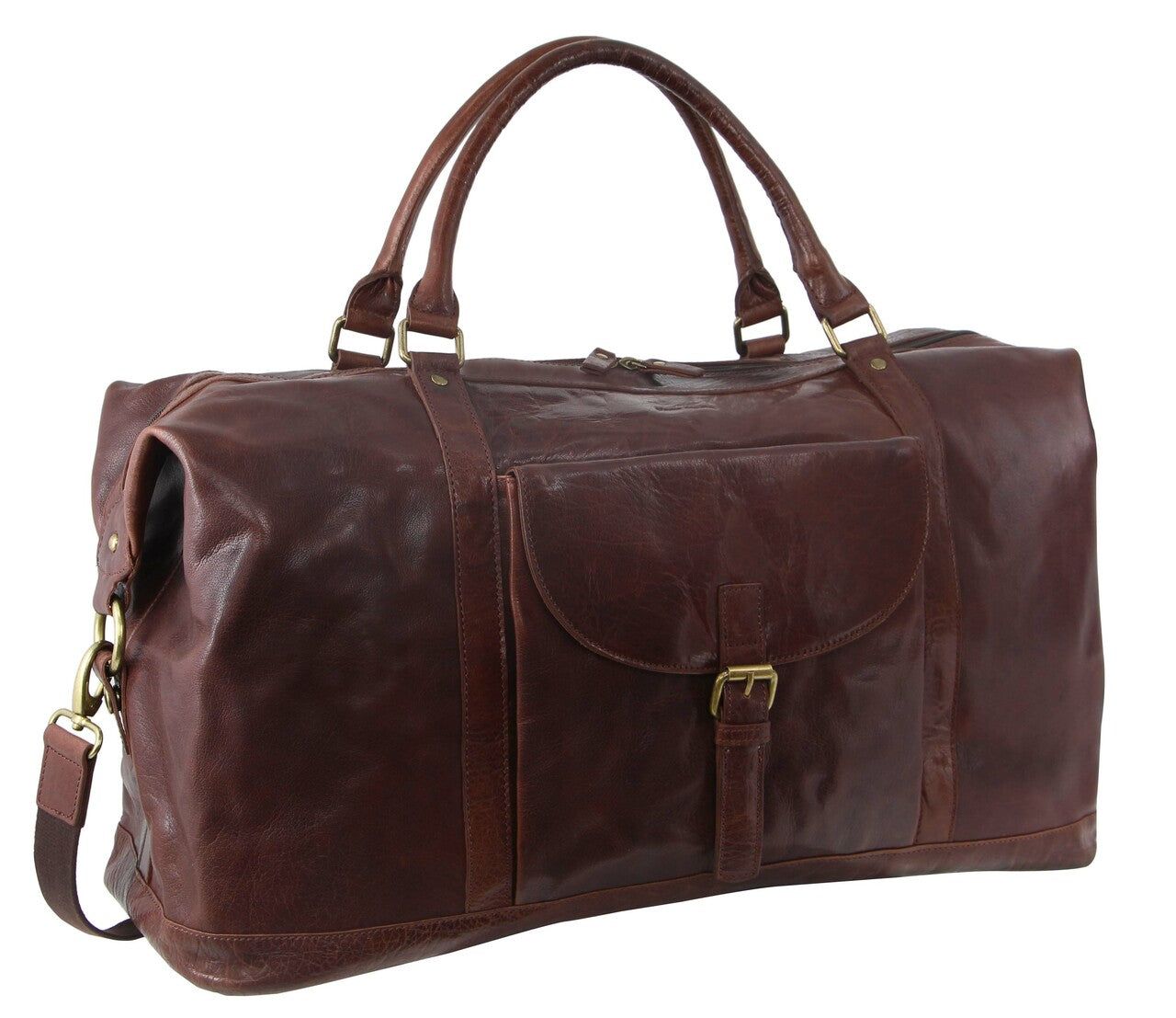 Chocolate Pierre Cardin Rustic Leather Business Overnight Bag | 6293-GOHXA