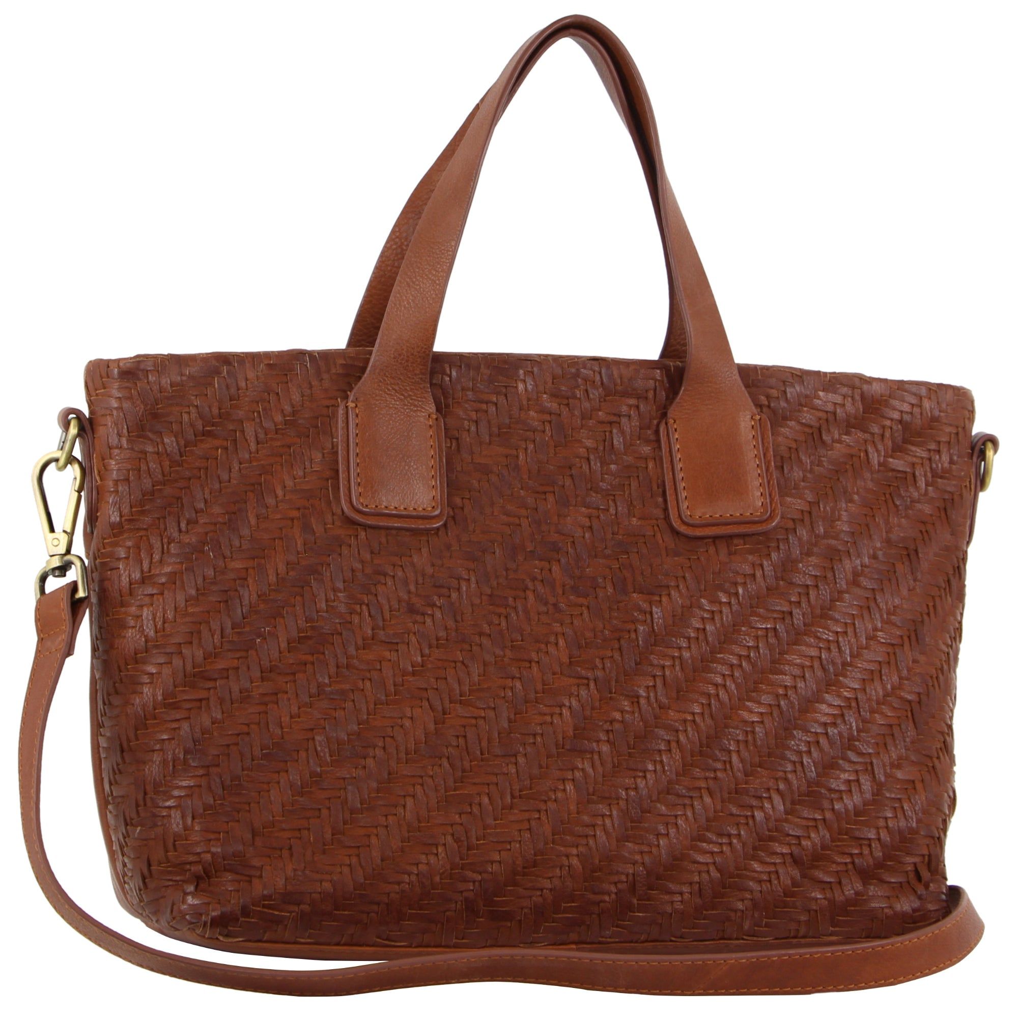 Dark Brown Pierre Cardin Woven Embossed Leather Tote Bag | 1236-VWNIE