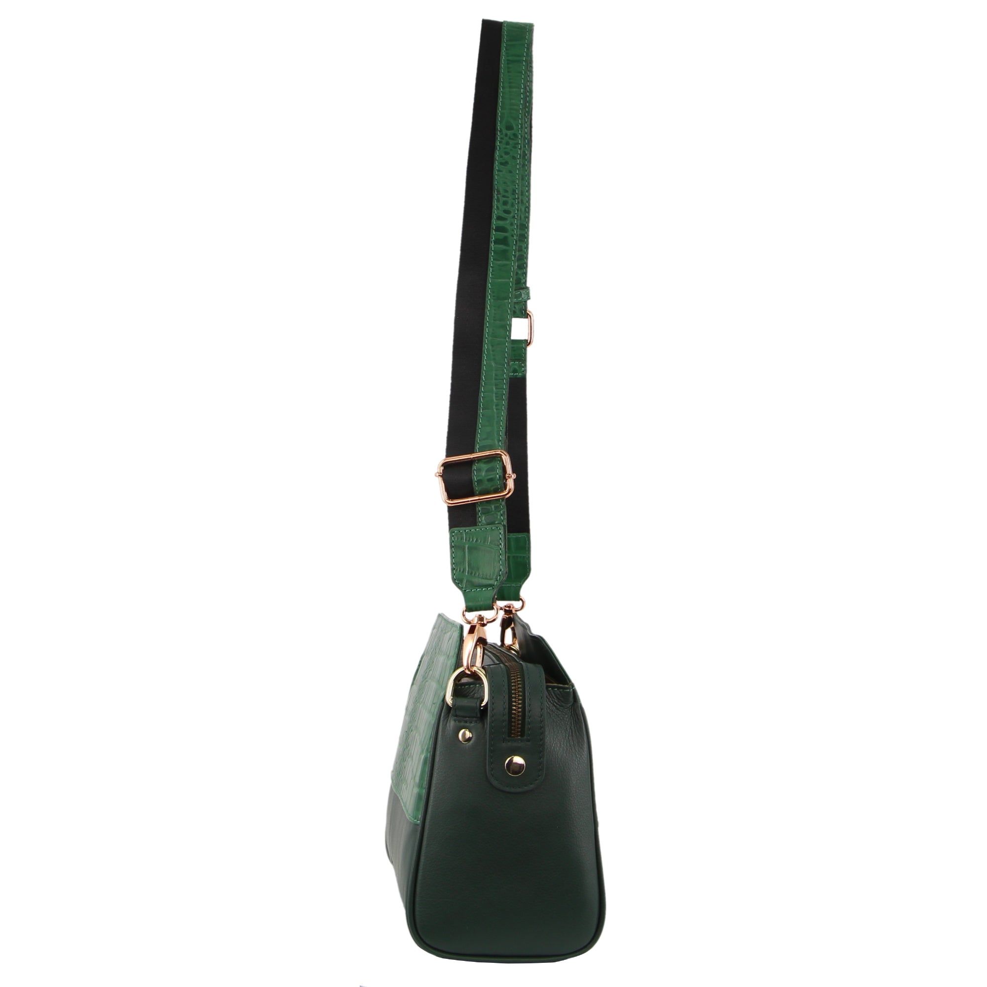 Green Pierre Cardin Croc-Embossed Leather Cross-Body Bag | 3960-YJMOH