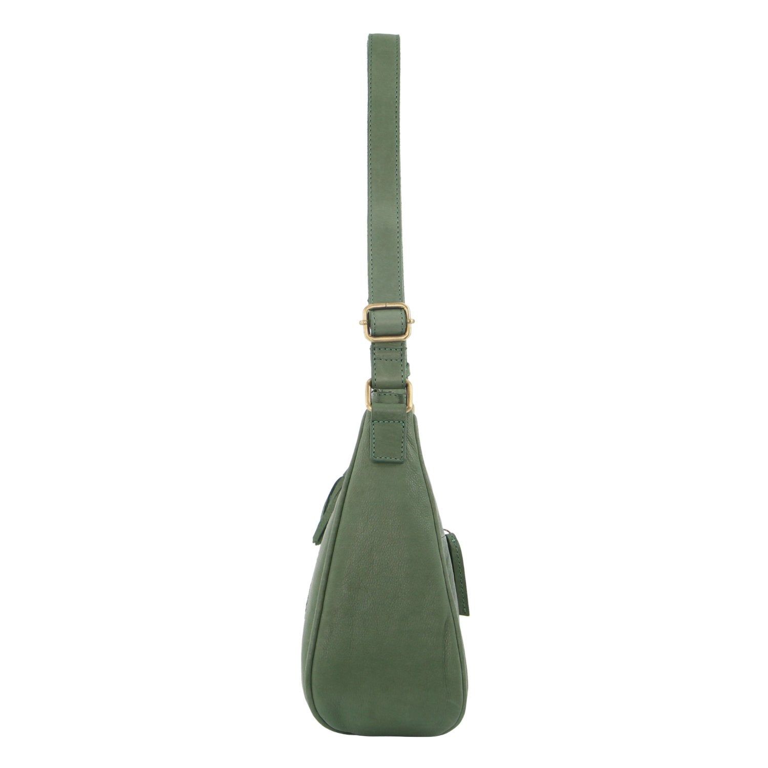 Green Pierre Cardin Herringbone Embossed Leather Tassle Crossbody Bag | 3568-GKHJM