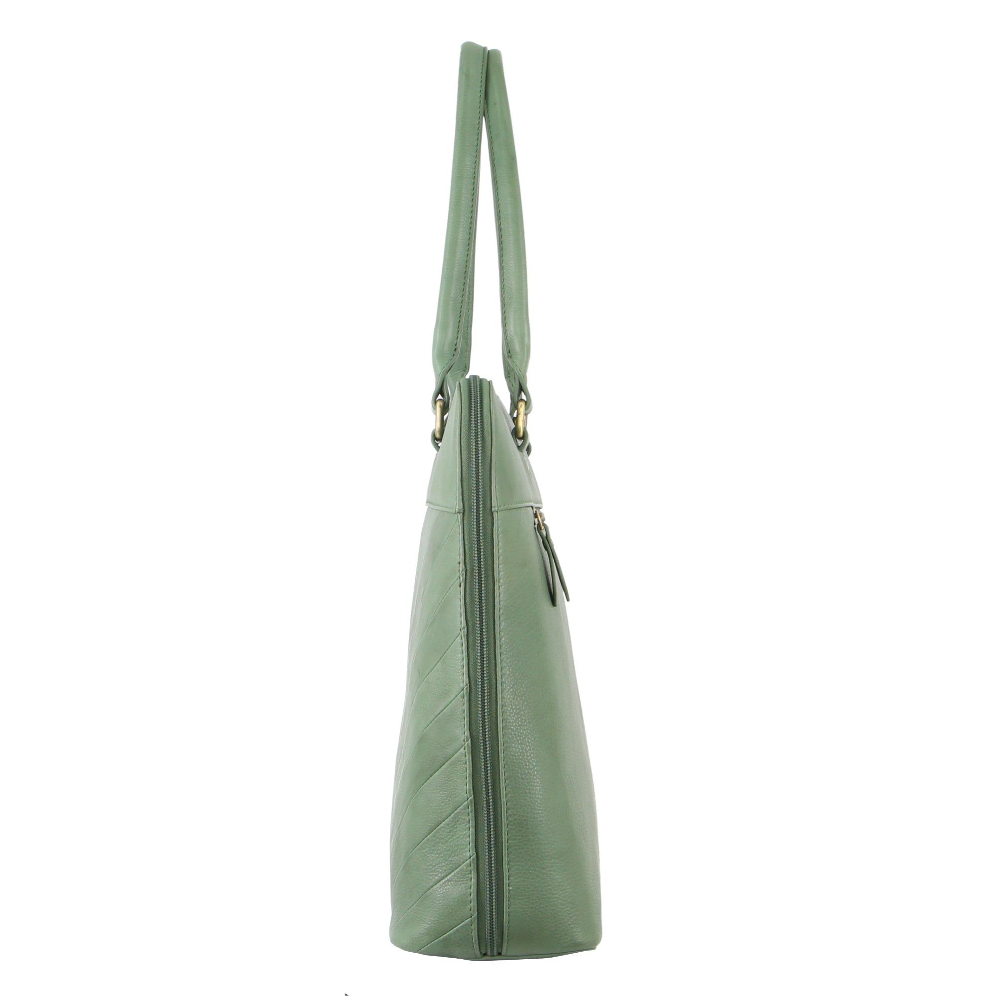 Green Pierre Cardin Herringbone Leather Large Business Bag | 9583-OAILC