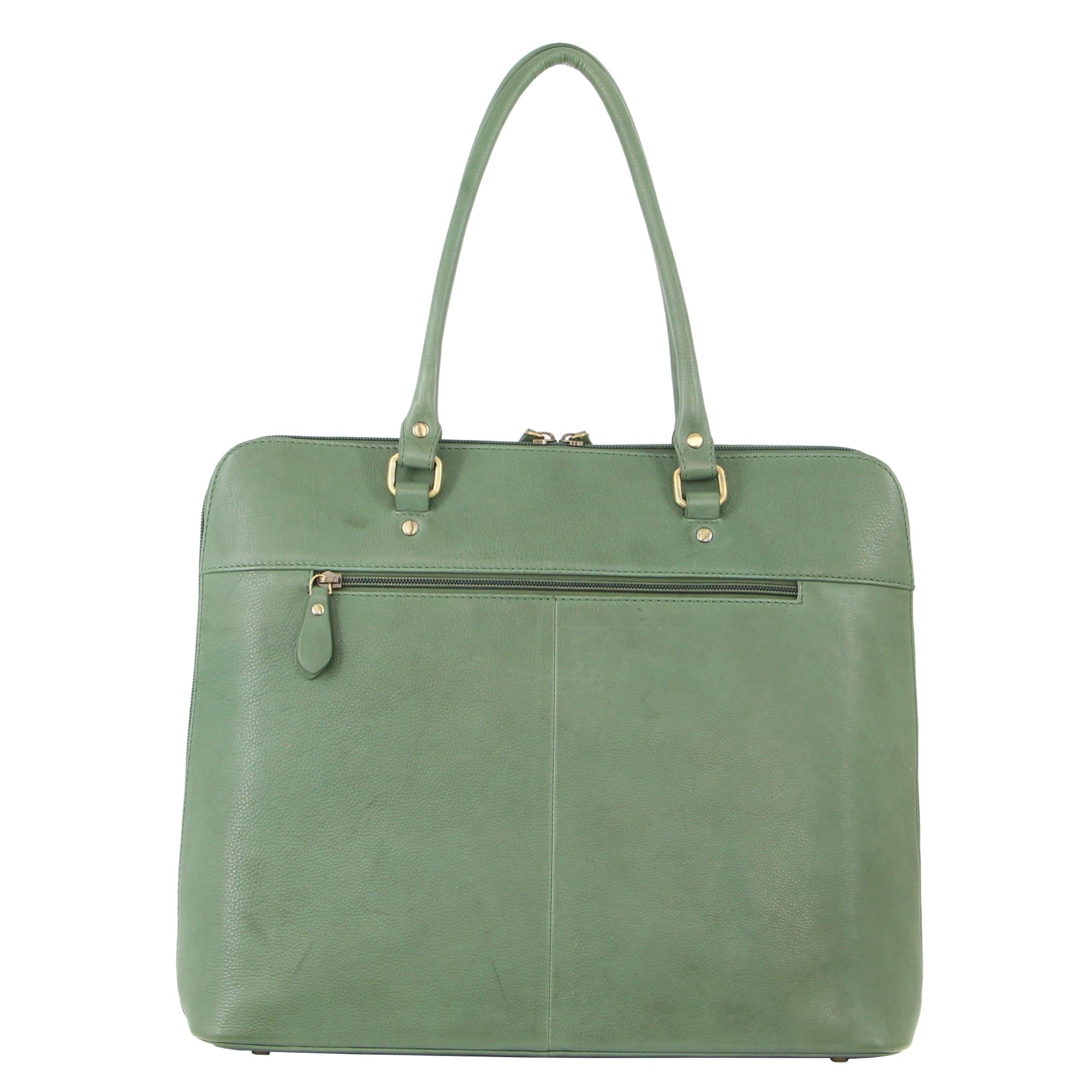 Green Pierre Cardin Herringbone Leather Large Business Bag | 9583-OAILC