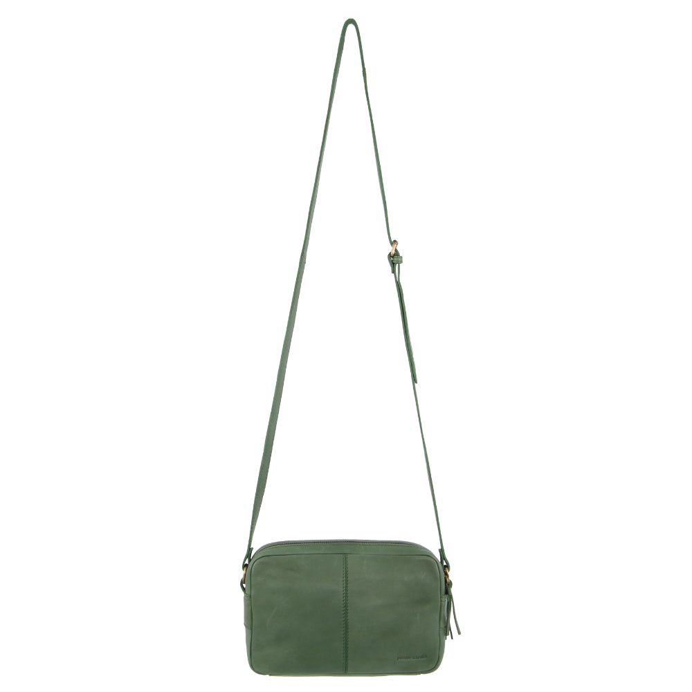 Green Pierre Cardin Leather Double Zip Bag | 5768-LHJXZ