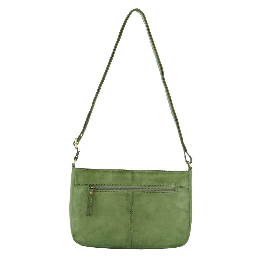 Green Pierre Cardin Leather Stitch-design Cross-Body Bag | 3254-WUHMT