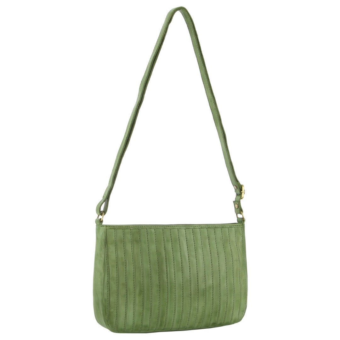 Green Pierre Cardin Leather Stitch-design Cross-Body Bag | 3254-WUHMT