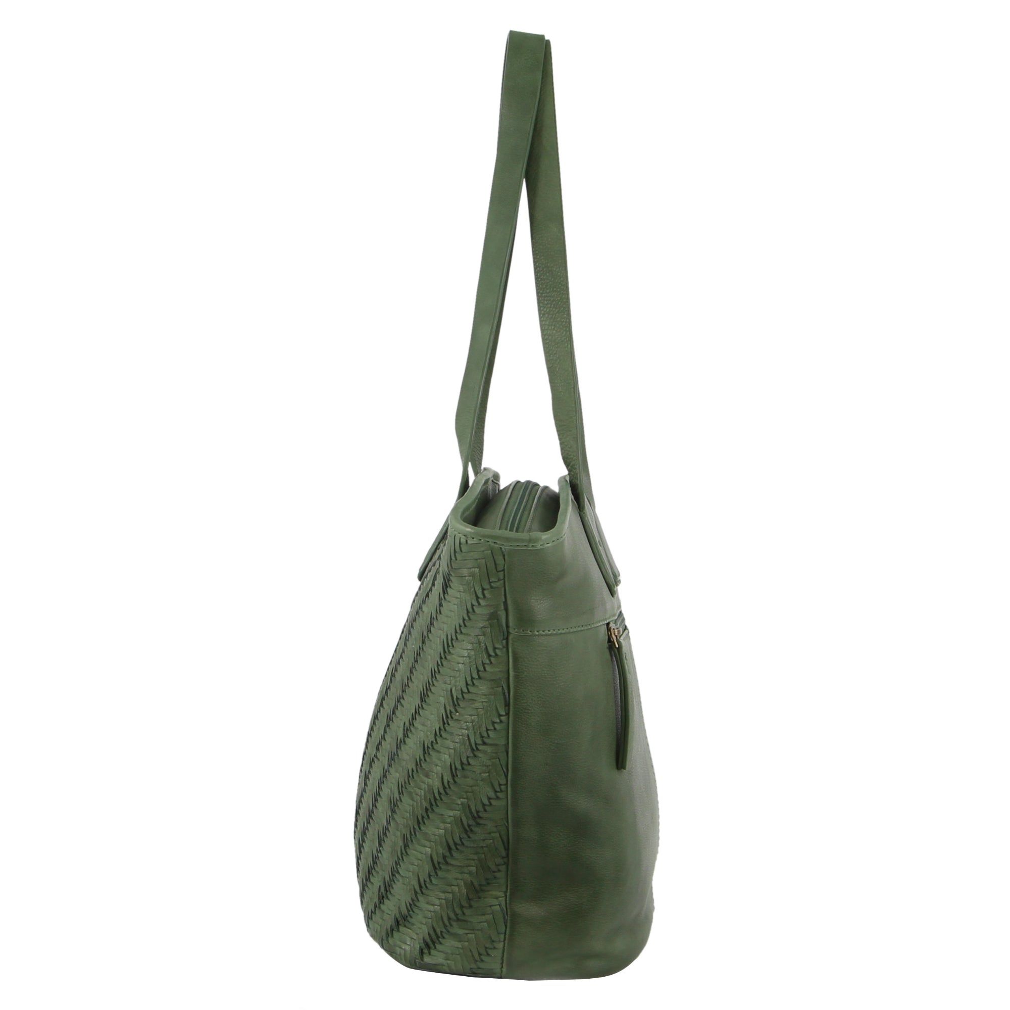 Green Pierre Cardin Woven Embossed Leather Shoulder Bag | 2734-IQYHA