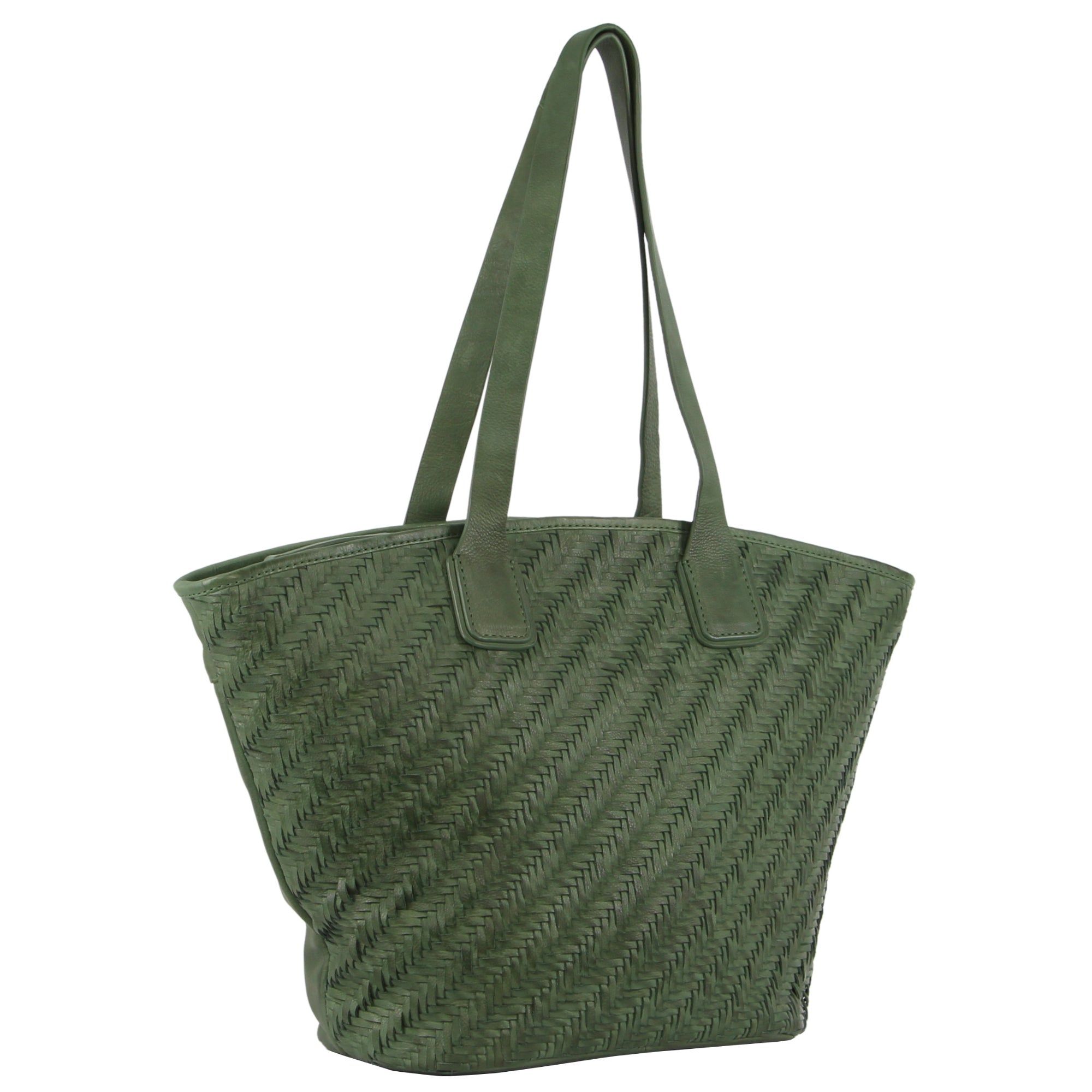 Green Pierre Cardin Woven Embossed Leather Shoulder Bag | 2734-IQYHA