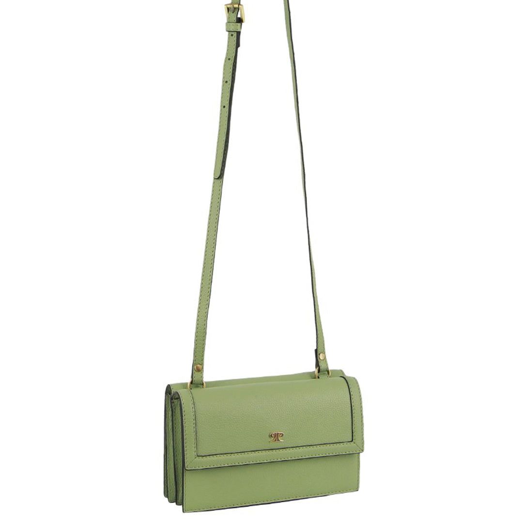 Jade Pierre Cardin Leather Flap Over Cross-Body Bag | 1237-NULYR