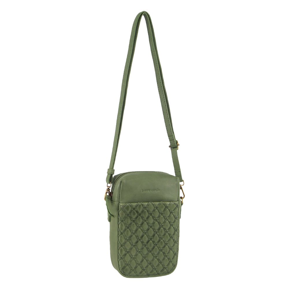 Leaf Pierre Cardin Leather Embossed Phone Crossbody Bag | 3467-LQKWA