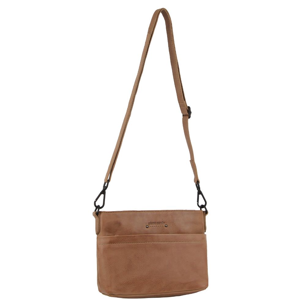 Light Brown Pierre Cardin Leather Cross-Body Bag | 7158-VIOGA