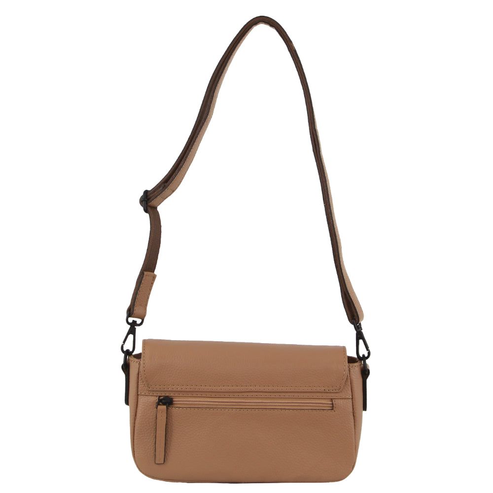 Light Brown Pierre Cardin Leather Pleated Design Crossbody Bag | 9354-STEYB