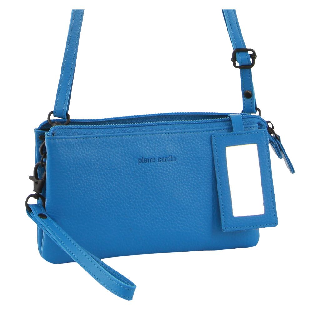 Light Turquoise Pierre Cardin Leather Multiway Cross-Body Bag | 6428-DZVRK